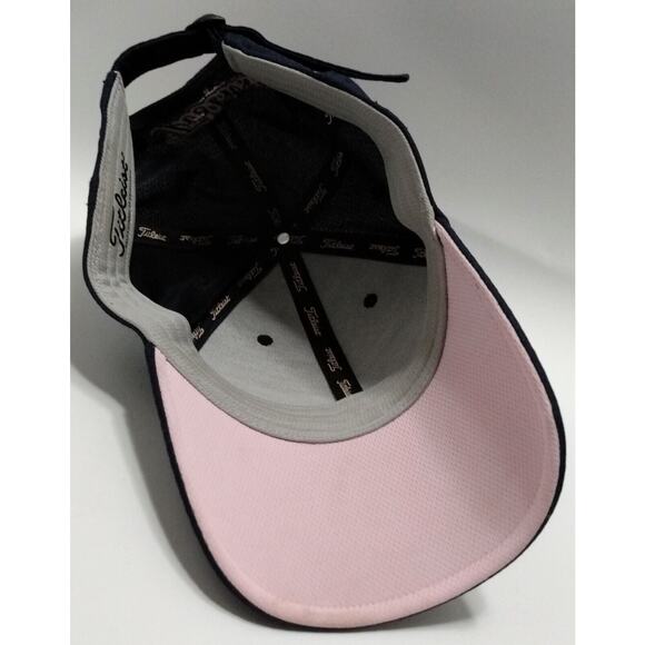 Titleist Golf Adjustable Hat Cap Front Rubber Logo Button Breathable Blue Pink - Picture 9 of 10